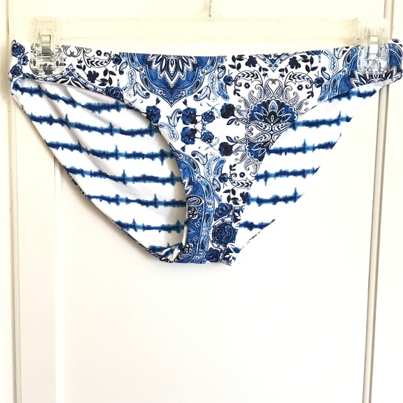 SEAFOLLY Bikini Bottom Hipster Mandala Reversible French Blue Women’s Size 10 - Picture 2 of 14